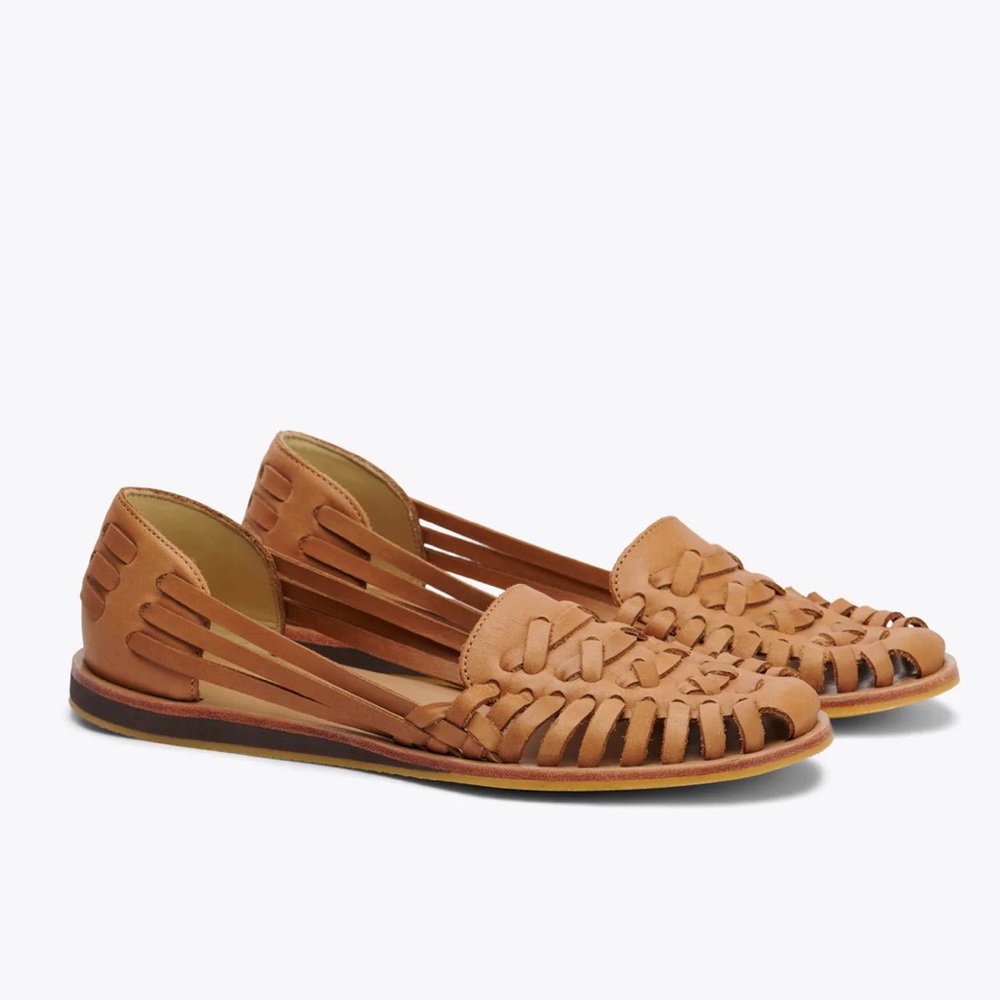Nisolo Tan Woven Leather Huarache Flats - Picture 2 of 15